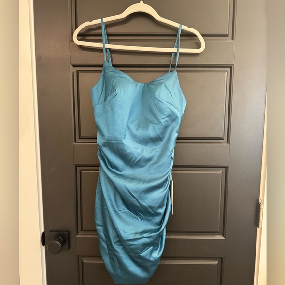 Satin Ruched Dress Mini Dress - Picture 2 of 4